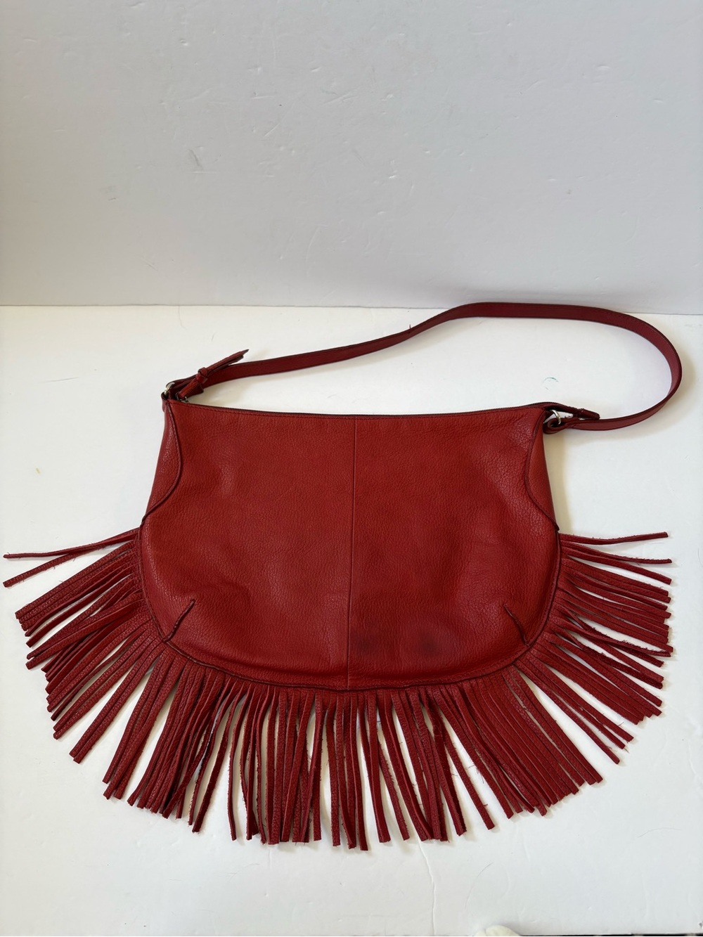 St. John's Bay Fringed Crossbody Bag Purse Red Cowgirl Western Hippie Festival